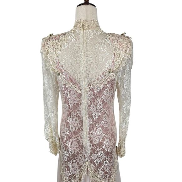 SOLD DO NOT PURCHASE Vintage 1980s French Lace Ca 2 piece Dress Women’s 6* Pink - Picture 4 of 14